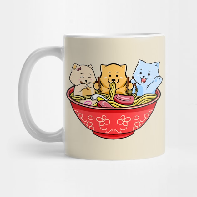 Ramen noodles and cats by Illustrasikuu